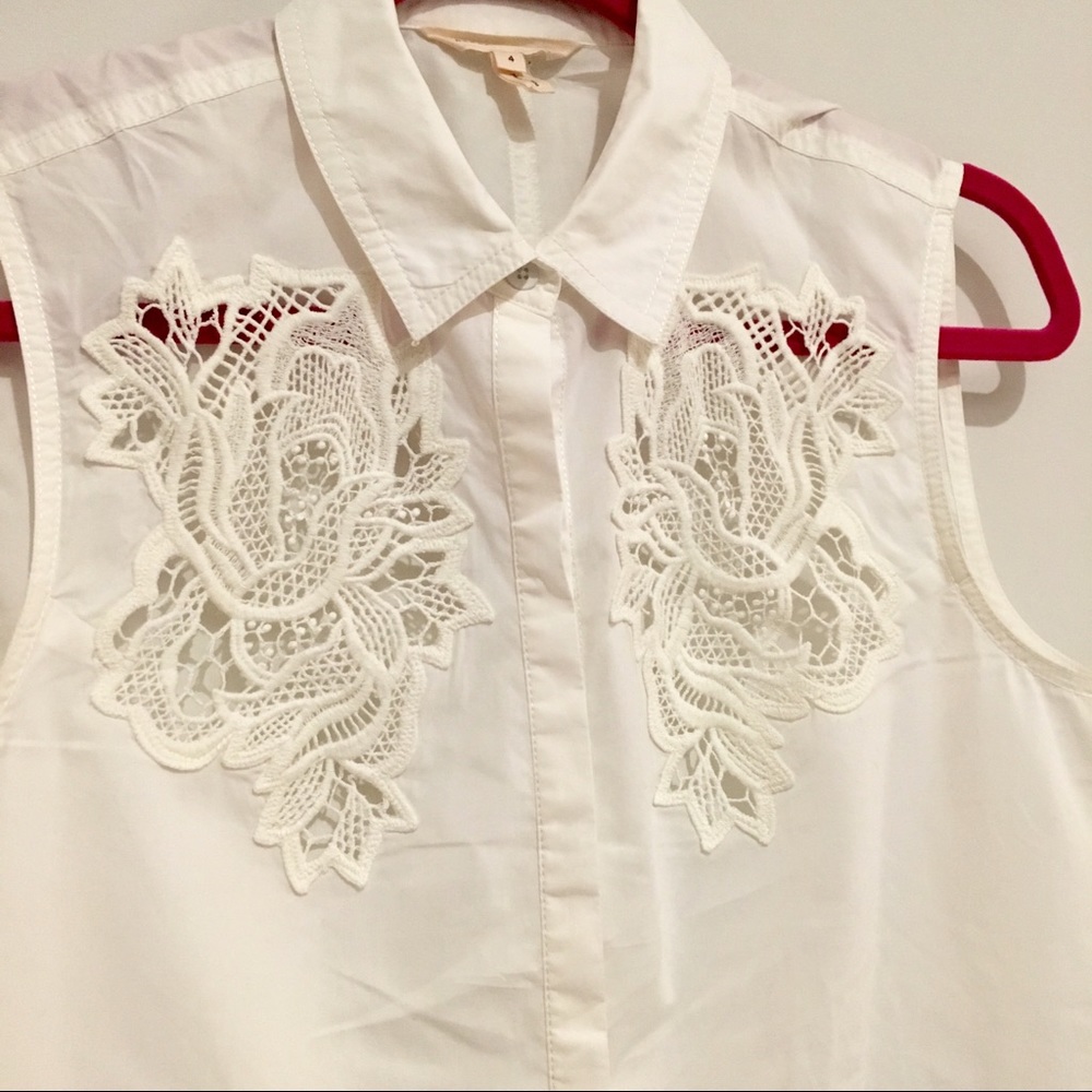 White Medallion Poplin Top - Picture 5 of 5